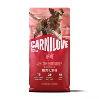 Сухой беззерновой корм для взрослых собак всех пород Carnilove Dog Active Adult с олениной и диким кабаном 12 кг (173687)