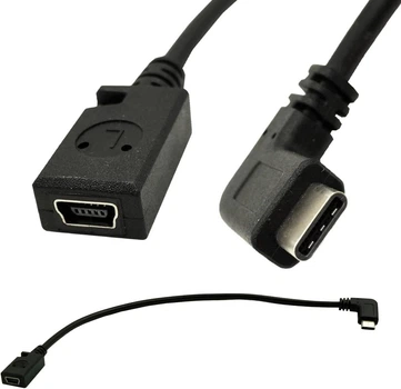 Кабель кутовий перехідник USB Type-C 3.1 - Mini USB (M/F), 30 см (48720)