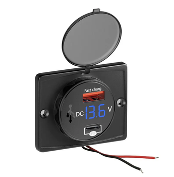 Авто USB розетка 12 24 V 53 W швидка зарядка з вольтметром і кришкою