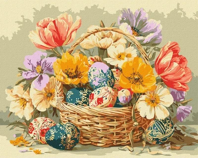 Картина за номерами Великодній кошик з квітами 40х50 Ідейка (KHO5186)