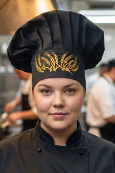 Кухарський ковпак з вишивкою "Колоски" Амадін на ліпучці саржа - Форма кухаря (13842526529)