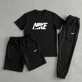Костюм чоловічий 3 в 1 шорті штани футболка NIKE чорний L