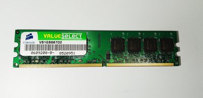 Оперативна пам'ять для комп'ютера DDR2 Corsair 1Gb 667Mhz ValueSelect VS2GB667D2 Б/В