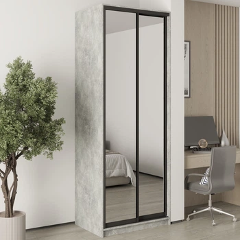 Шафа-купе дводверна MebelStar Стандарт BG 2 Дзеркала 90x45x240 см Бетон (MBS-10290)
