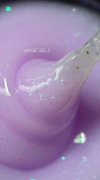 Гель для наращивания Saga Professional Magic Builder Gel 02 нежный лиловый с хлопьями потали 15 мл
