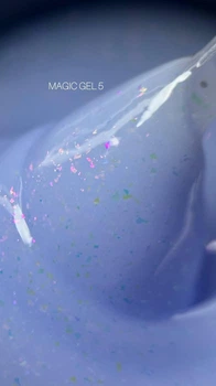 Гель для наращивания Saga Professional Magic Builder Gel 05 сиренево-голубой с хлопьями потали 15 мл