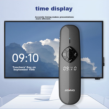 Цифровой лазерный указатель ASiNG A8 LED LCD, многофункциональный презентер PPT для преподавателей, пульт дистанционного управления с функциями выделения и масштабирования, отображение времени с таймером, USB-накопитель 32 ГБ, зеленая подсветка.