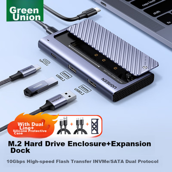 Док-станция UGREEN для HDD M.2 NVMe/SATA портативная, Type-C/USB3.2