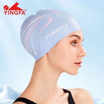Шапочка для плавания YINGFA силиконовая, унисекс, голубая