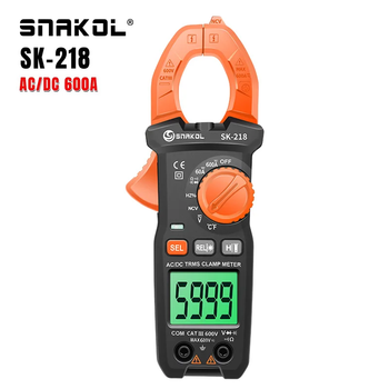 Токовые клещи SNAKOL SK-218 TrueRMS 600В AC/DC постоянный ток мультиметр вольтметр амперметр