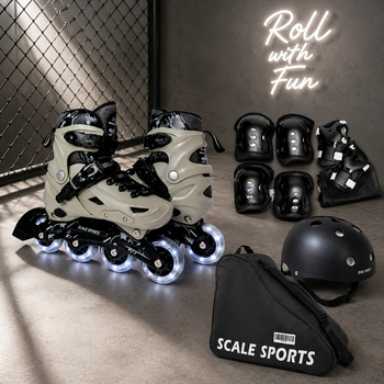 Комплект дитячих роликів Scale Sports Gray LF 605 розсувні + захист + шолом (34–38)
