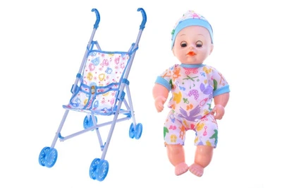 Тележка с куклой сидячая H01-63 в шарик р.62x20см YG Toys