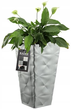 Donica wysoka ogrodowa na kwiaty Kadax Bando 40 x 75 cm Platynowa (K4180) (5903699432167)