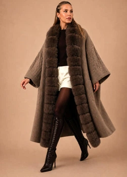 Жіноче пальто Fashion one size коричневе ж46