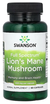Їжовик гребінчастий Lion's Mane Mushroom 500 мг 60 капсул