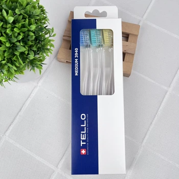 Набір зубних щіток Tello Medium 3940 (синя,бірюзова,жовта), 3 шт