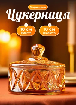 Конфетница хрустальная с крышкой 20х10 см стеклянная ребристая емкость для конфет