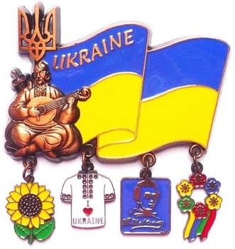Магнит металлический Козак Мамай с флагом Supermagnit GP-UK-MM-031-2