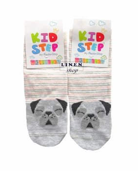 Бежеві дитячі шкарпетки у смужку з зображенням Мопс Master Step KidStep 833 18-20 (взуття 29-31; 7-8 років)