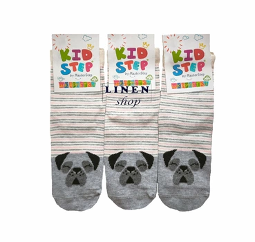 Набор 3шт прикольные детские носки с мопсами Master Step KidStep 833 н3 18-20 (обувь 29-31)