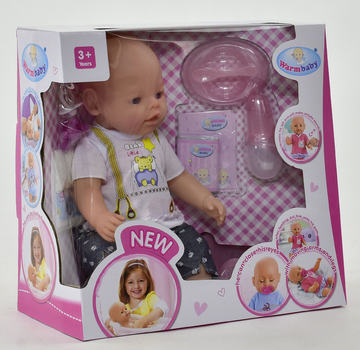 Пупс функциональный Warmbaby 8009-433 с аксессуарами, в коробке