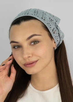 Ажурна в'язана косинка-бандана, Braxton, Світло-сірий 56-60 000043473