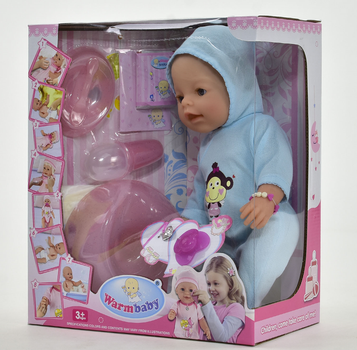 Пупс функциональный Warmbaby 8006-420 В с аксессуарами, в коробке