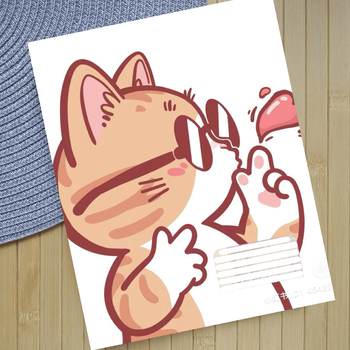 Зошит Котик Cat на скобі 18 аркушів лінія (32522)