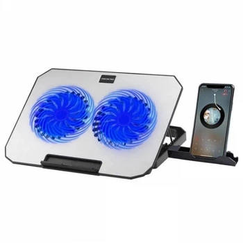 Охолоджувальна підставка для ноутбука N22 RGB White з тримачем для телефону, 2 вентилятори Без бренду