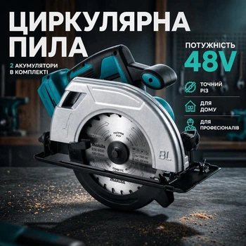 Аккумуляторная циркулярная пила с 2 АКБ, ручная дисковая пила по дереву для ремонта, профессиональная электропила в кейсе