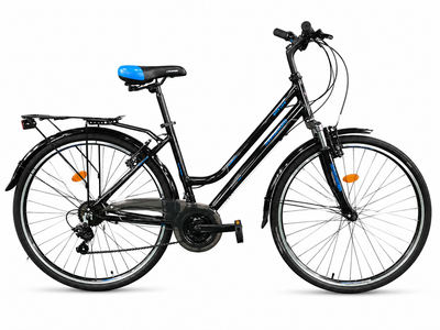 Велосипед міський жіночий 28" Crosser City Life Lady рама 18", 21 швидкість Shimano, алюміній, багажник, крила Бірюзовий