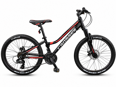 Велосипед гірський 24" Crosser Levin рама 12", 21 швидкість Shimano, дискові гальма, алюміній Червоний