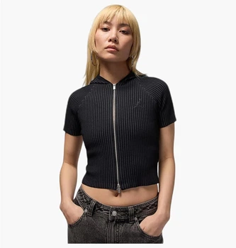 Кофта жіночі Jordan Flight Womens Full- Zip Knit Top Black XS Чорний HQ9205-010