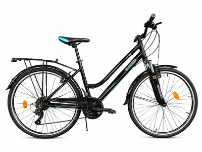 Велосипед городской женский 28" Crosser City Life Lady рама 18", 21 скорость Shimano, алюминий, багажник, крылья Синий