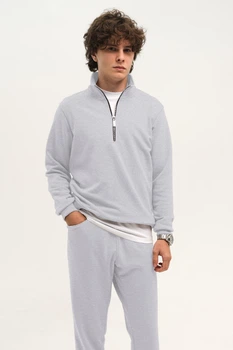 Світшот на блискавці класичний чоловічий Grey 8XL