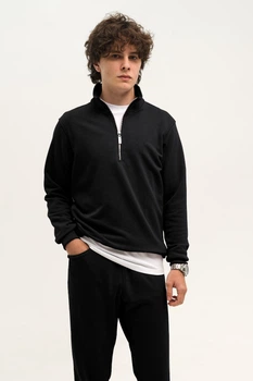 Світшот на блискавці класичний чоловічий Black 8XL