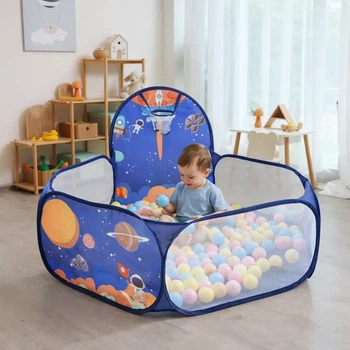 Манеж детский игровой с баскетбольным кольцом 120х75 Космос