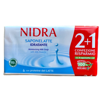 Мило тверде зі зволожуючим молочком NIDRA sap.sol. 3x90 г.
