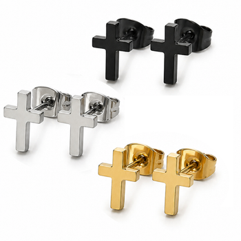 Набір з 3 пар мінімалістичних сережок-гвоздиків у формі хрестиків
