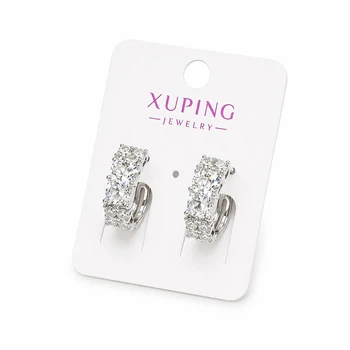 Сережки женские Xuping бижутерные гипоаллергенные серьги из медицинского сплава с камнями под серебро