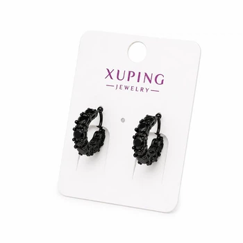 Черные фигурные сережки-кольца Xuping бижутерные гипоаллергенные серьги украшения из медицинской стали