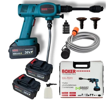 Акумуляторне миття високого тиску BOXER BX-7011, 36В, 60 Бар, 2 акумулятори 4000 мА·ч, піногенератор, кейс (675468)