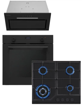 Комплект Духова шафа електрична Interline OEG 670 ETN BA Nano Matte + Варильна поверхня газова Interline HGG 760 FGT BA Nano Matte + Витяжка Interline LINE ULTRA BL A/60 GL/S