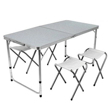 Стол складной для пикника Grand Picnic 120 x 60 см. 4 стулья серый