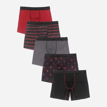 Набір трусів боксерів чоловічих бавовняних U.S. Polo Assn USM243VB59-0000A(Assorted 1) L 5 шт Червоний/Сірий/Сірий з червоним/Чорний/Чорний з червоним (885036437620)
