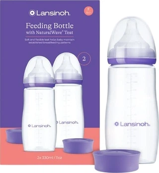 Zestaw butelek do karmienia Lansinoh ze smoczkami Natural Wave 2 x 330 ml (5060420235999)