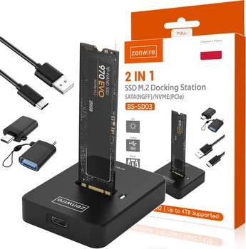 Док станція Zenwire M2 NVME / SATA SSD Adapter Drive Slot Enclosure M.2 USB-C (5904507528508)