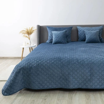 Покрывало двуспальное ТЕП Velour Ромб круглый 4-00517_22874 220х240 см синее
