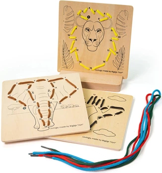 Набір іграшок для шнурування Bigjigs Toys Lacing by Numbers Jungle 3 шт 34050 (691621820506)