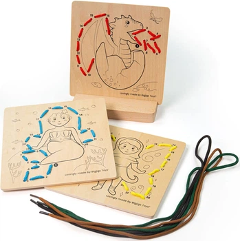 Набір іграшок для шнурування Bigjigs Toys Lacing by Numbers Mythical 3 шт 34051 (691621820513)